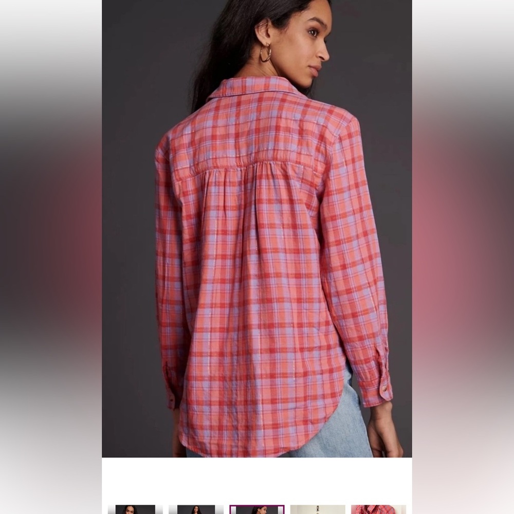 Anthro/Seen Worn Kept Plaid Button-Down Shirt - Picture 2 of 14